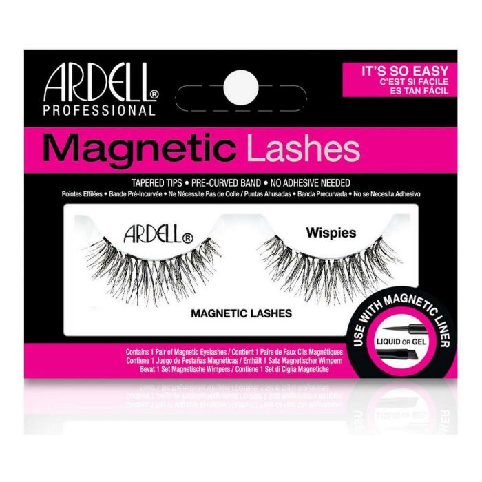 Ardell Magnetic Liner & Lash Wispies Pestañas Postizas, Diseño Redondeado, Volumen Medio Natural, Paquete de 2 Unidades