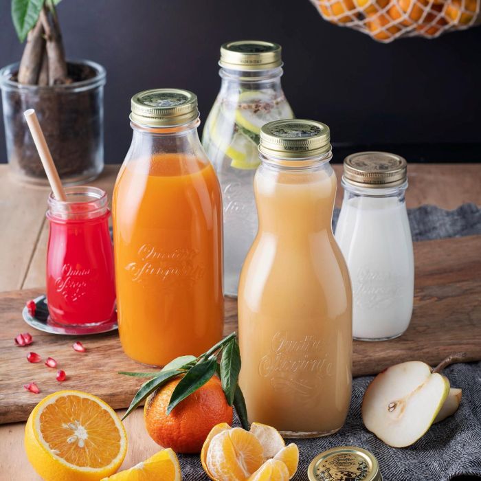 Bormioli Rocco Botella Vidrio Quattro Stagioni 1 L (6 Unidades) Capacidad 1 Litro Material Vidrio Fabricado en Italia 2