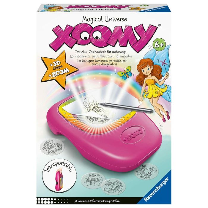 Ravensburger Xoomy Midi Magical Universe - Máquina de Dibujo Portátil con Zoom para Niños, Proyector Creativo con Tema Mágico a partir de 6 años