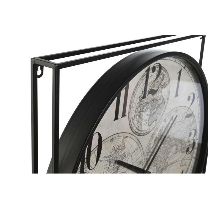 DKD Home Decor Reloj de Pared Loft Blanco Negro Metal MDF 6 x 65 x 62 cm (2 Unidades) 1
