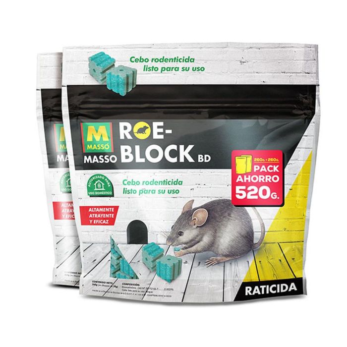 Raticida roe-block 260 g + 260 g