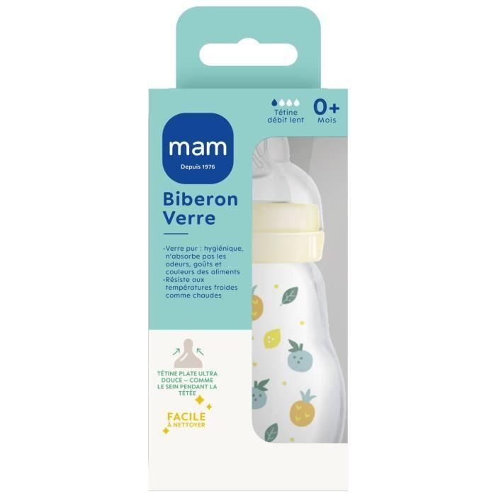 MAM Flow Teat 1 Biberón de Vidrio Premium 170 ml, 0-6 Meses, Resistente al Calor, Tetina Ultra Suave y Cuello Ancho, Blanco 2 MAM Flow Teat 1 Biberón de Vidrio Premium 170 ml, 0-6 Meses, Resistente al Calor, Tetina Ultra Suave y Cuello Ancho, Blanco 2