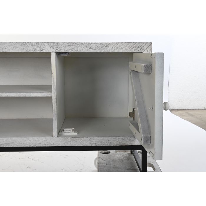 DKD Home Decor Mueble TV Blanco Mango y Metal 130 x 40 x 55 cm 2
