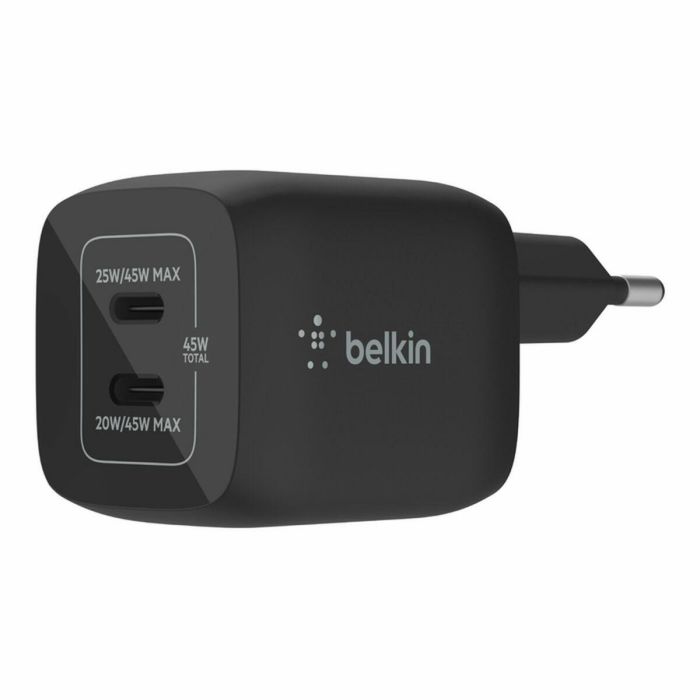 Belkin WCH011VFBK Cargador Pared USB-C GaN 45W Doble Puerto Negro para Carga Rápida de Móviles y Tablets 0 Belkin WCH011VFBK Cargador Pared USB-C GaN 45W Doble Puerto Negro para Carga Rápida de Móviles y Tablets 0