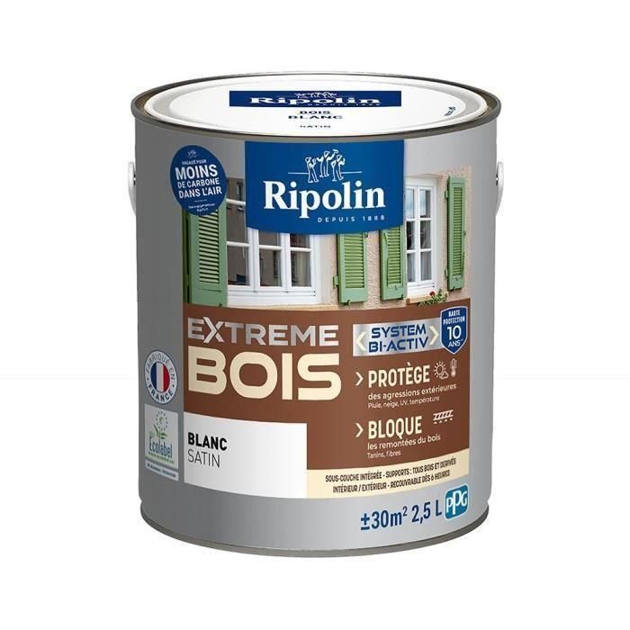 Pintura de madera para interiores y exteriores RIPOLIN - Blanco satinado, 2.5L 1