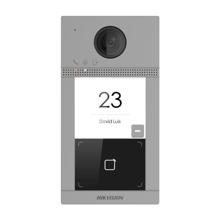 Hikvision Videoportero IP WiFi Panel Exterior 1 Botón, Cámara 2MP HD, Lector Tarjetas Mifare, IP65/IK08, PoE/12VDC para Villa