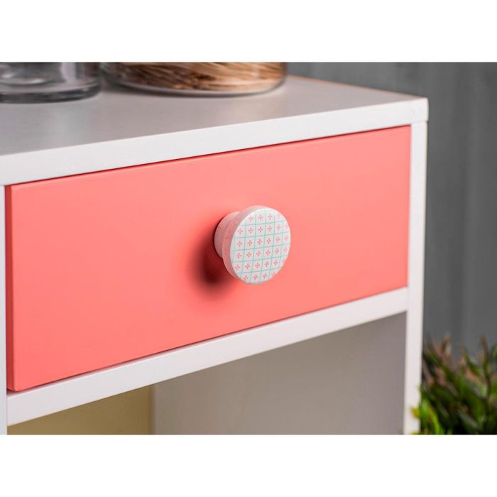 Rei mod. m3 Blister con 4 Pomos Redondos para Mueble Fabricado en Madera Haya Acabado Blanco Ilustrado Ø38mm 2