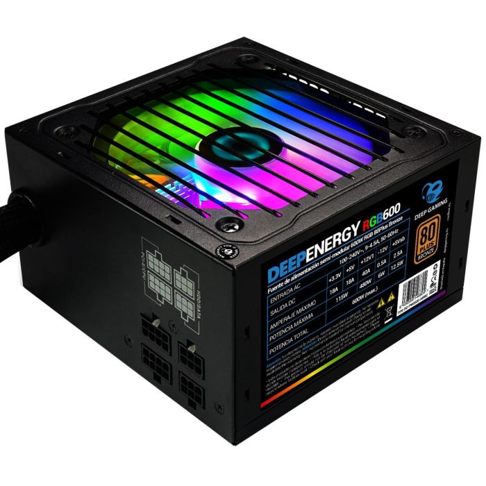 Coolbox Fuente Alimentación Deep Energy RGB600 600W 80 Plus Bronze RGB Semimodular PC Gaming 2