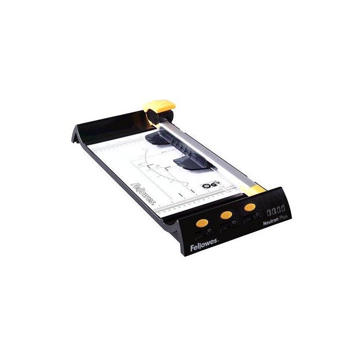 Fellowes Cizalla de Rodillo Neutron Plus A4, corte 10 hojas 80gr, base metálica y cuchilla SafeCut, incluye 4 cuchillas