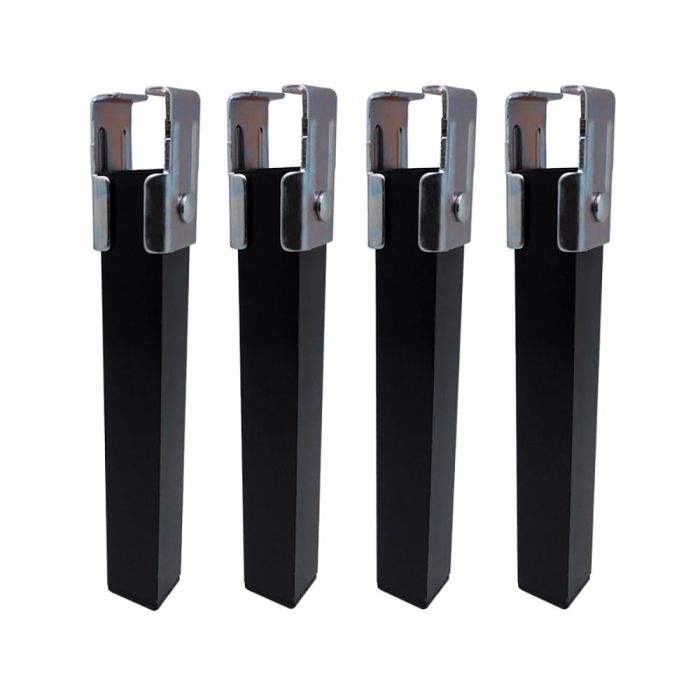 Micel 96402 Juego 4 Patas para Somier Acero Negro 35x35x250mm sin Rueda