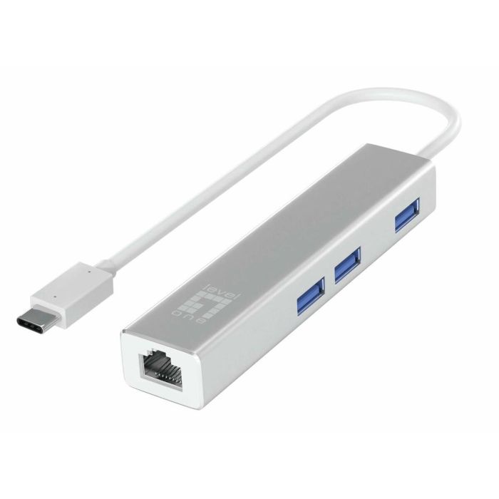 LevelOne USB-0504 Adaptador USB-C a Gigabit Ethernet RJ45 y Hub USB 3.0 con 3 Puertos, 1000 Mbps, Plata, 0.15m 4 LevelOne USB-0504 Adaptador USB-C a Gigabit Ethernet RJ45 y Hub USB 3.0 con 3 Puertos, 1000 Mbps, Plata, 0.15m 4