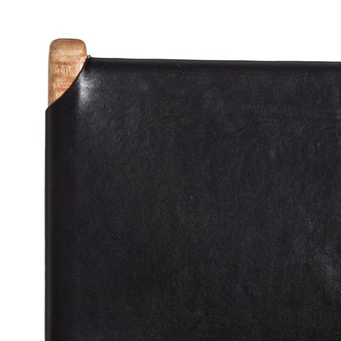 Silla Negro Madera Teca-Piel Salón 50 X 52 X 83 cm