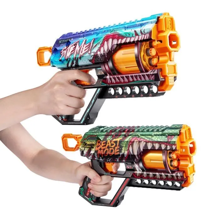 Zuru XSHOT Skins Griefer 2PK Blasters - Pack de 2 blasters de cañón giratorio con tiro de 27 metros y 24 dardos 2