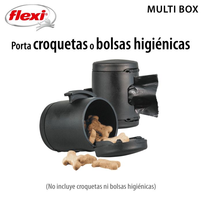 Flexi Multi Box Negro para golosinas y bolsas de excrementos, compatible con correas Flexi New Comfort, Classic, Black Design y New Neon S-L 2 Flexi Multi Box Negro para golosinas y bolsas de excrementos, compatible con correas Flexi New Comfort, Classic, Black Design y New Neon S-L 2