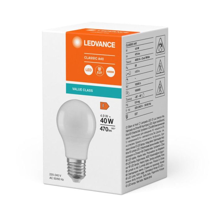 [LVE-4099854049583] Ledvance/Osram Bombilla LED "Classic" E27 4,9W 470Lm 4000K 200º IP20 - Blanco Natural 1