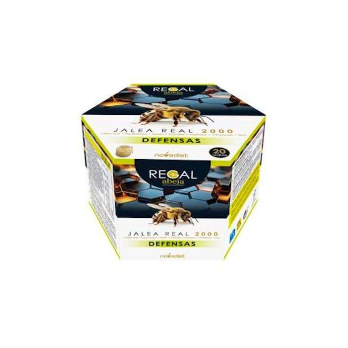 Regal Abeja Jalea Real 2000mg Defensas con Equinácea, Reishi, Shiitake, Maitake, Vitaminas D y B6, Zinc 20 Viales