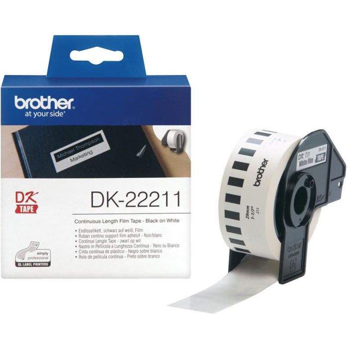 Brother Cinta Adhesiva Continua de Película Plástica Blanca para Etiquetadoras, 29 mm x 15,24m 0 Brother Cinta Adhesiva Continua de Película Plástica Blanca para Etiquetadoras, 29 mm x 15,24m 0