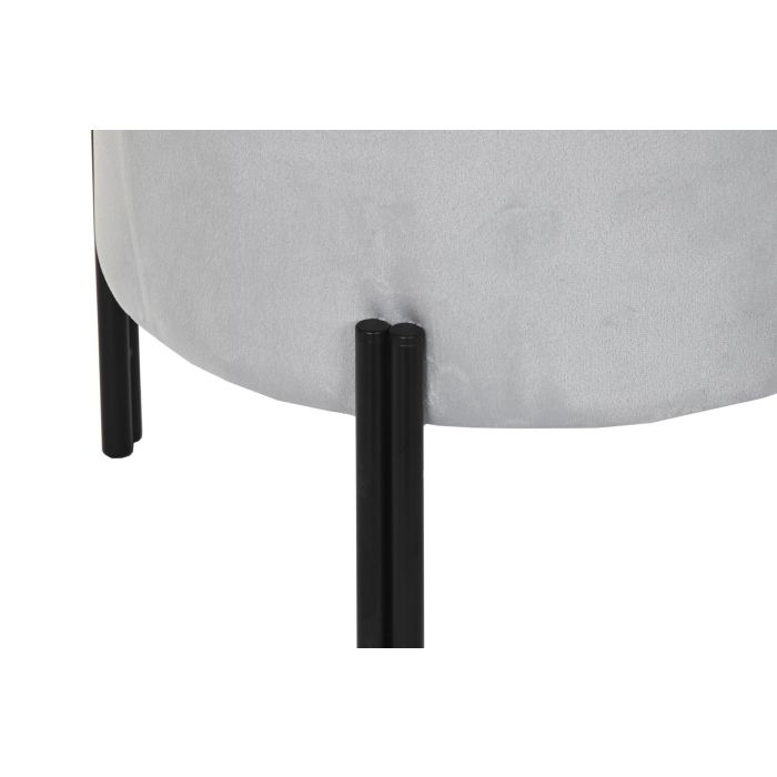 DKD Home Decor Reposapies con Tapa de Almacenaje Gris 44x44x42 cm Poliéster y Metal 2 DKD Home Decor Reposapies con Tapa de Almacenaje Gris 44x44x42 cm Poliéster y Metal 2