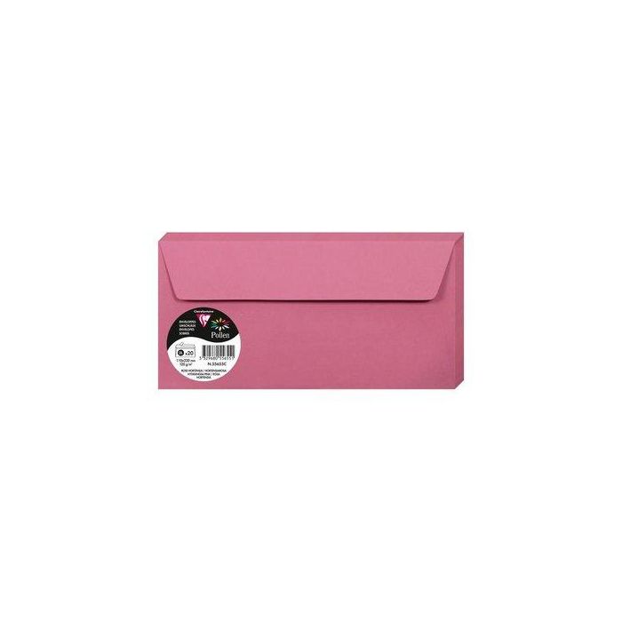 Sobre Clairefontaine Pollen 110X220 120G Rosa Hortensia Paquete De 20