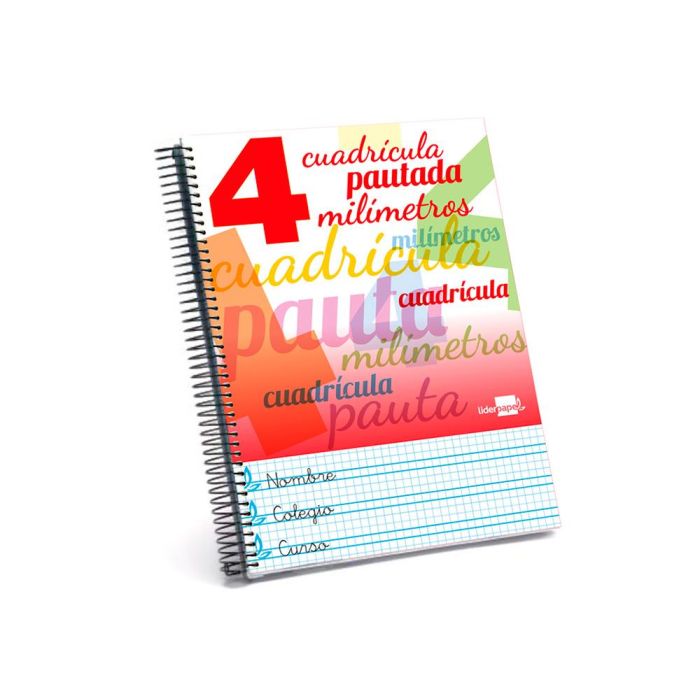 Cuaderno Espiral Liderpapel Folio Pautaguia Tapa Blanda 80H 75 gr Cuadro Pautado 4 mm Colores Surtidos 8 unidades 2