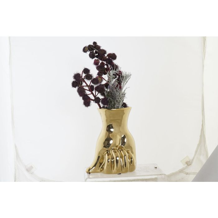 DKD Home Decor Jarron Dorado Gres 12 x 21 x 17 cm 3 DKD Home Decor Jarron Dorado Gres 12 x 21 x 17 cm 3