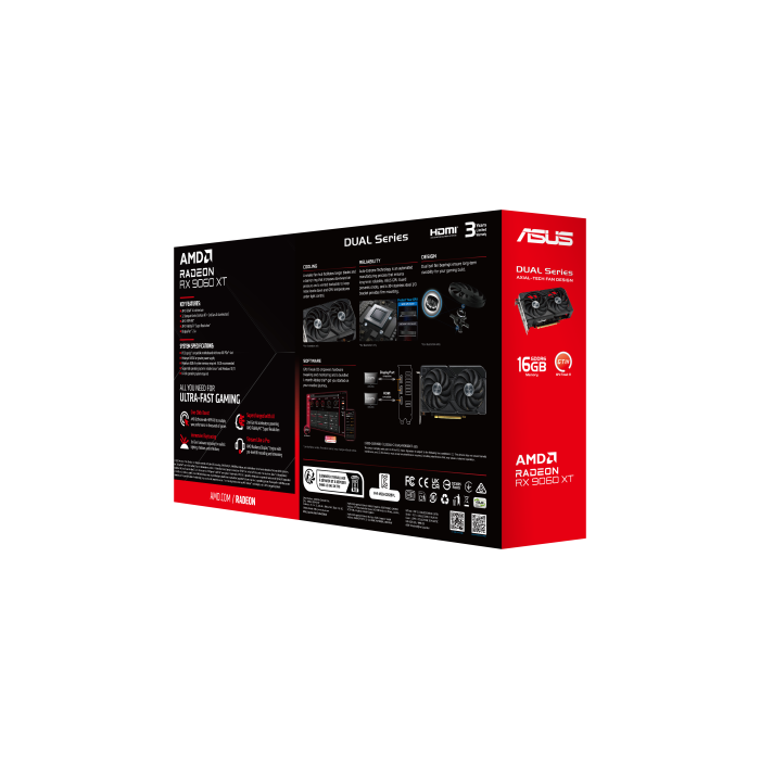 Asus DUAL-RX9060XT-16G Tarjeta Gráfica Radeon RX 9060 XT 16 GB GDDR6 PCI Express 5.0 con 2 Ventiladores Negro 12