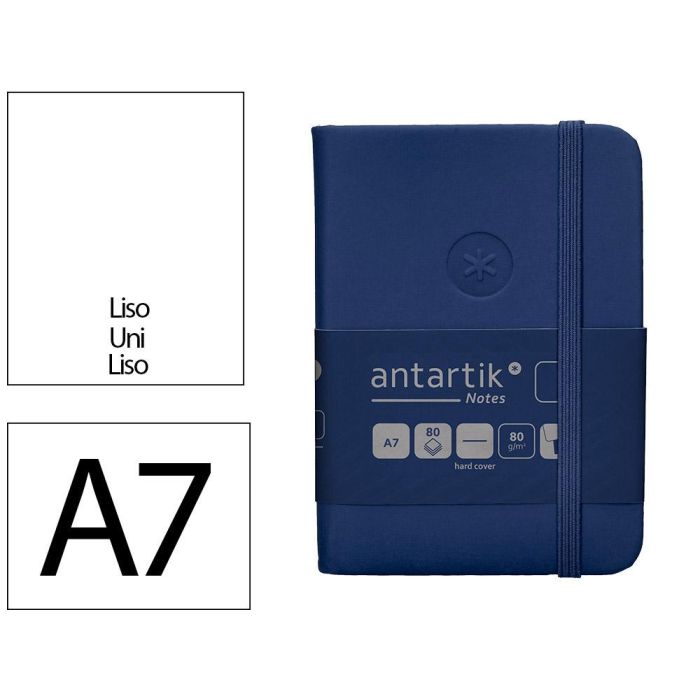 Cuaderno Con Gomilla Antartik Notes Tapa Dura A7 Hojas Lisas Azul Marino 80 Hojas 80 gr Fsc