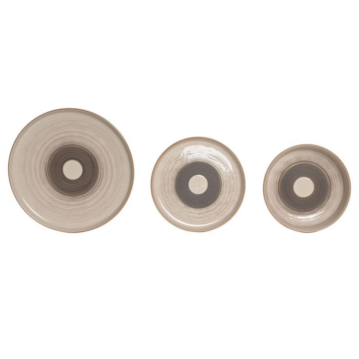 DKD Home Decor Vajilla Gres Beige Set de 18 Piezas Apto Microondas y Lavavajillas 27 x 27 x 2.8 cm 1