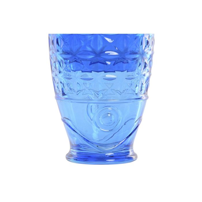 DKD Home Decor Hangzhou design 26a Vaso Mediterraneo Azul Turquesa Cristal Relieve con Pez Set de 4 8 x 27 x 8 cm Apto para lavavajillas