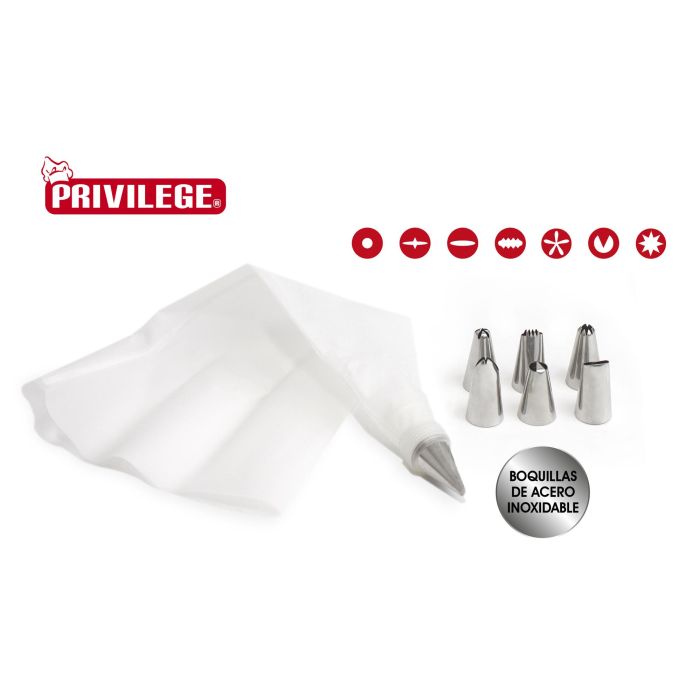 Privilege Manga Pastelera con 7 Boquillas - 20 cm (24 Unidades) 5