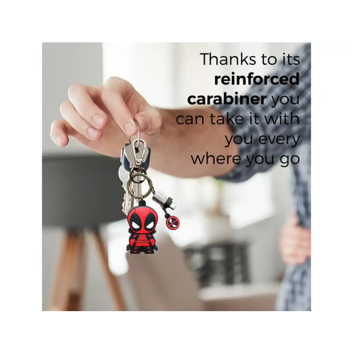 Wondee Memoria USB Deadpool 32GB Llavero Pendrive con Adaptador USB C 7