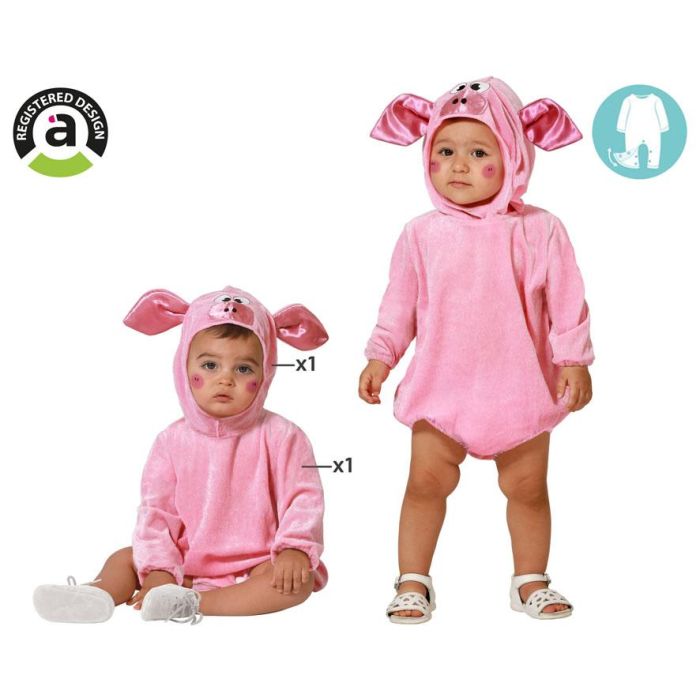 Disfraz Cerdita Rosa Unisex Bebé 6-12 Meses con Orejas y Hocico 0 Disfraz Cerdita Rosa Unisex Bebé 6-12 Meses con Orejas y Hocico 0