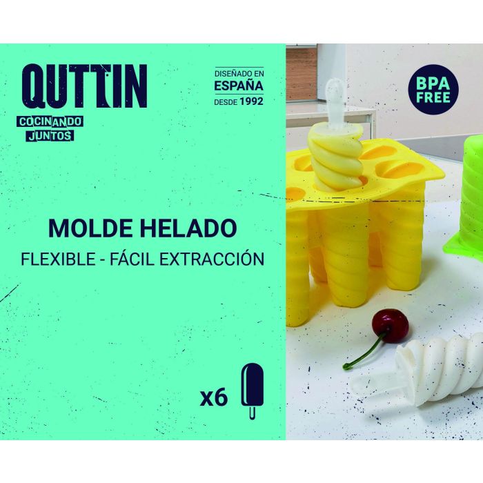 Quttin Molde 6 Helados Espiral de Silicona 12 cm Ancho x 15 cm Alto x 15 cm Largo 5