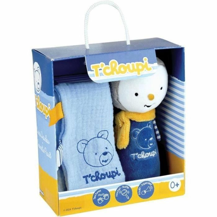 Caja Natal Bebé T'choupi con Edredón y Sonajero de Peluche +/- 25 cm - JEMINI - Ideal para regalo de nacimiento.