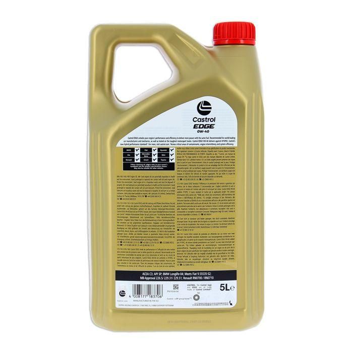 Aceite de motor - CASTROL - EDGE 0W-40 - 5L 2 Aceite de motor - CASTROL - EDGE 0W-40 - 5L 2