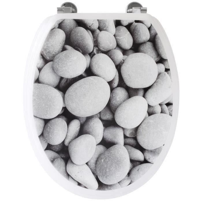 Asiento de inodoro con piedras de playa - Gris Asiento de inodoro con piedras de playa - Gris