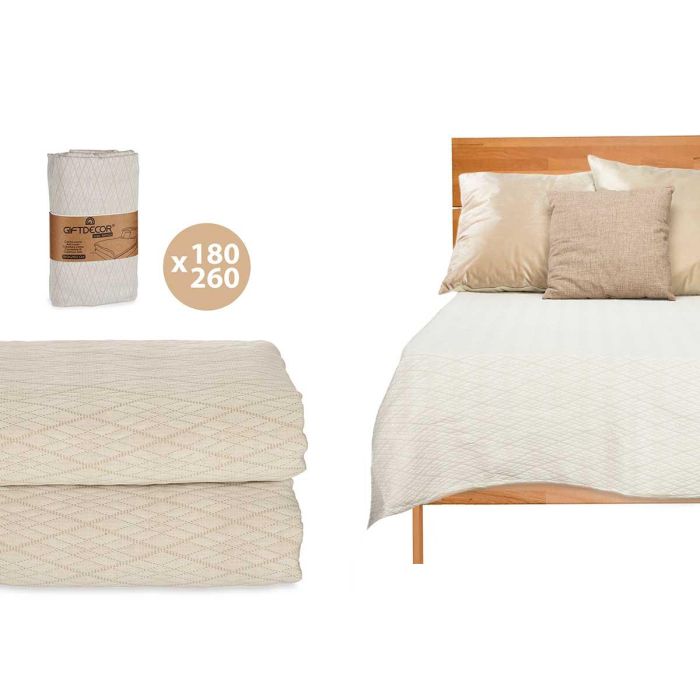 Colcha Cama Rombos Beige 180X260Cm Giftdecor (4 Unidades) Colcha Cama Rombos Beige 180X260Cm Giftdecor (4 Unidades)