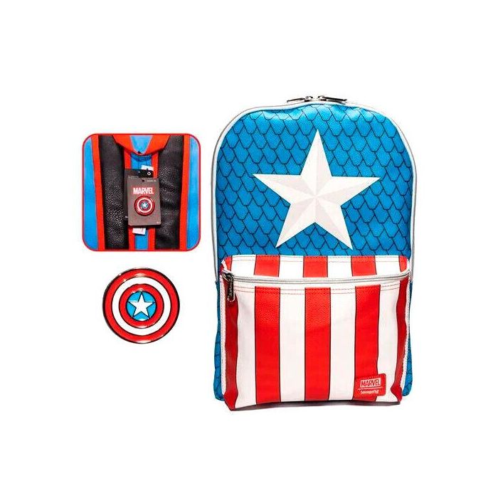 Loungefly Mochila Capitán América Marvel con pin - 45cm