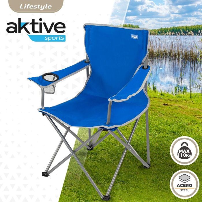 Silla Plegable para Camping Aktive Azul 45 x 82 x 47 cm (4 Unidades) 3