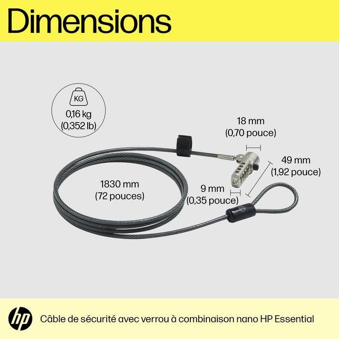 HP Essential Nano Combination Cable Lock para Portátiles con Ranura Nano, Seguridad sin Llave 4 HP Essential Nano Combination Cable Lock para Portátiles con Ranura Nano, Seguridad sin Llave 4