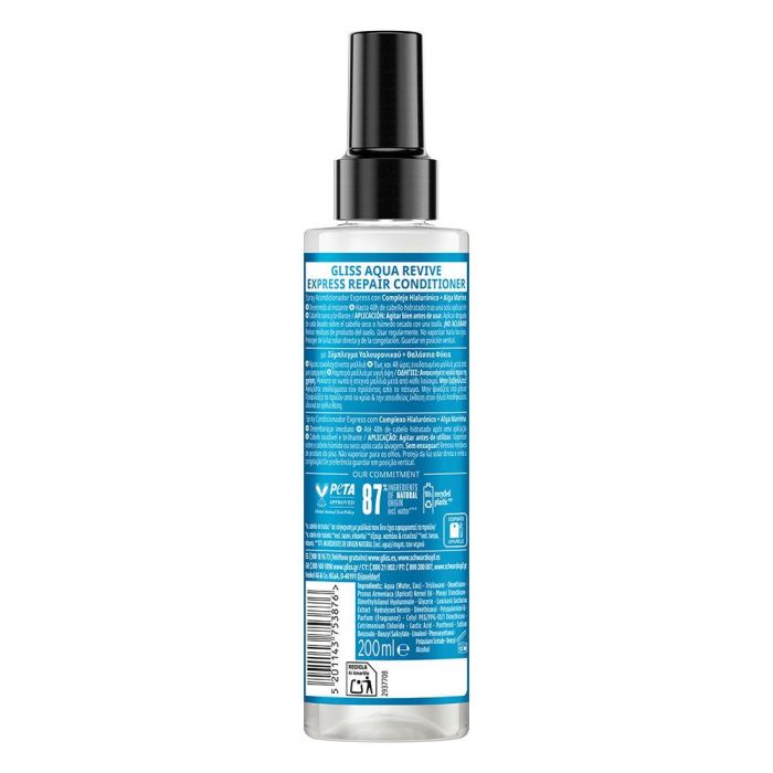 Schwarzkopf Mass Market GLISS AQUA REVIVE Acondicionador Spray 200 ml para Cabello Seco 1