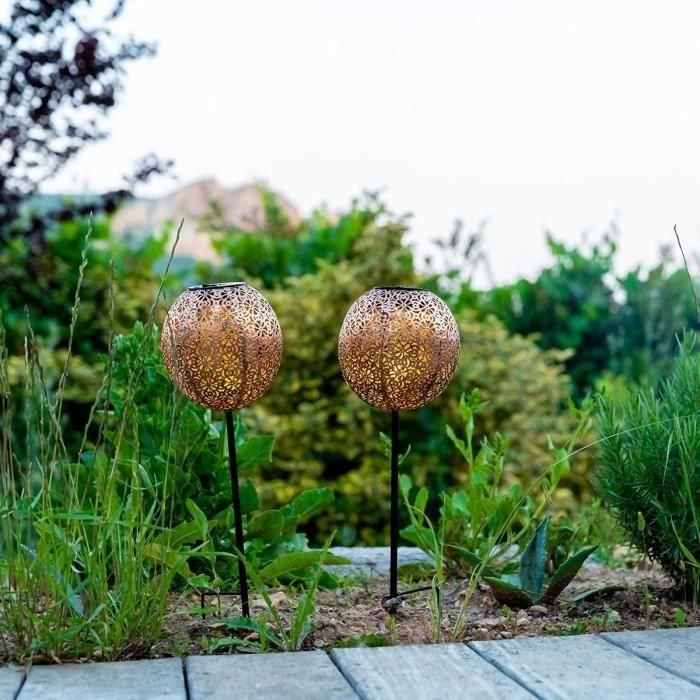 Conjunto de 2 balizas solares para plantar - LUMISKY - AGADIR - H45 cm - Estilo oriental - LED blanco cálido 5 Conjunto de 2 balizas solares para plantar - LUMISKY - AGADIR - H45 cm - Estilo oriental - LED blanco cálido 5