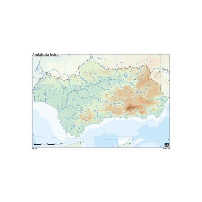 Mapa Mudo Erik Color Fisico Andalucia 50 unidades