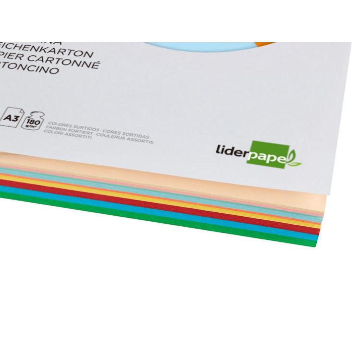 Cartulina Liderpapel A3 180 gr-M2 10 Colores Surtidos Paquete 100 Hojas 5