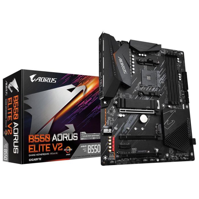 GIGABYTE B550 AORUS ELITE V2 Placa Base para AMD Ryzen 5000, VRM 12+2 Fases, DDR4 4733MHz, 1xPCIe 4.0 + 1xPCIe 3.0 M.2, LAN 2.5GbE, USB 3.2 Gen 2 1