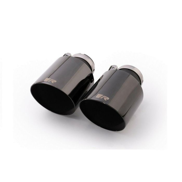 Remus REM042670SGBR Set 2 Tubos de Escape 102mm Acero Inoxidable Corte Recto Angulado Cromo Negro. Rendimiento y Homologación CEE.