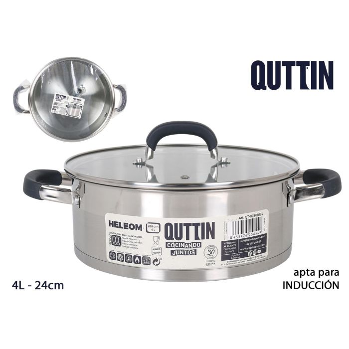Cacerola de Acero Inoxidable Quttin 24 cm 4L con Tapa (4 Unidades) Cacerola de Acero Inoxidable Quttin 24 cm 4L con Tapa (4 Unidades)