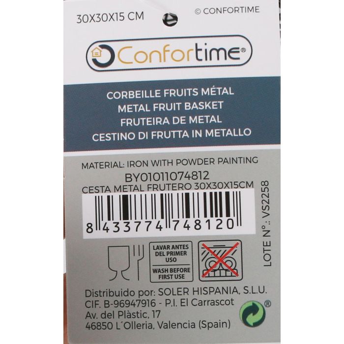 Cesta de metal para frutas 30x30x15 cm - Confortime (6 Unidades) 9 Cesta de metal para frutas 30x30x15 cm - Confortime (6 Unidades) 9