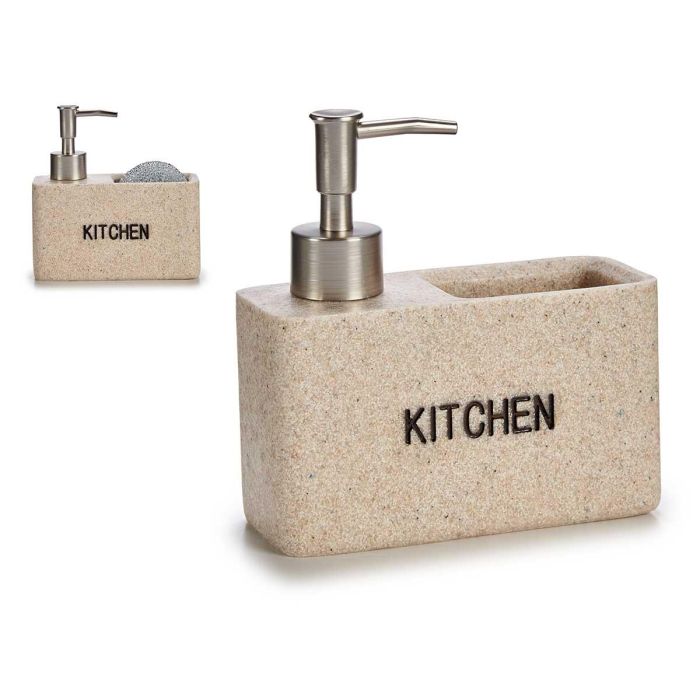 Estropajero Doble Piedra Kinvara con Dispensador, 14.5x14x6.2 cm, Resina, Crema, Incluye Esponja (18 Unidades) Estropajero Doble Piedra Kinvara con Dispensador, 14.5x14x6.2 cm, Resina, Crema, Incluye Esponja (18 Unidades)