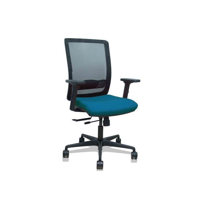 Silla Piqueras Y Crespo Haches Brazos 2D Regulables Mecanismo Sincro Con Traslack Apoyo Lumbar Respaldo Malla Negra Y Asiento Tapizado Bali Verde Petroleo